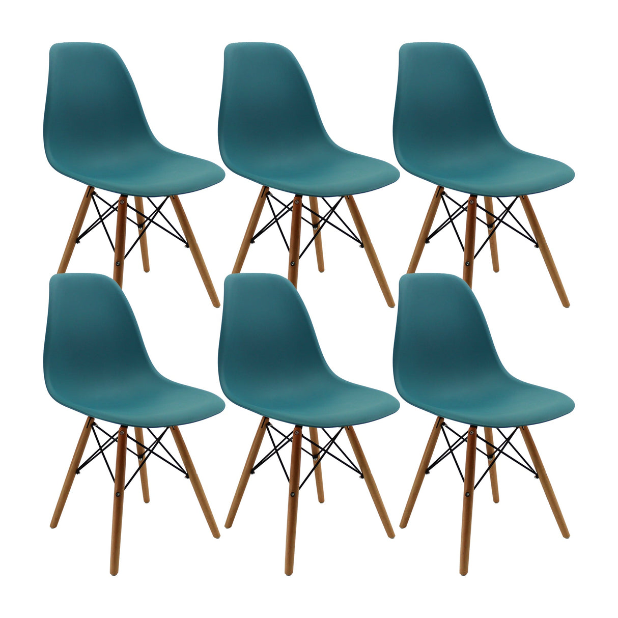 Set x 6 Sillas DKR Tipo Eames Azul Petróleo BoxBit
