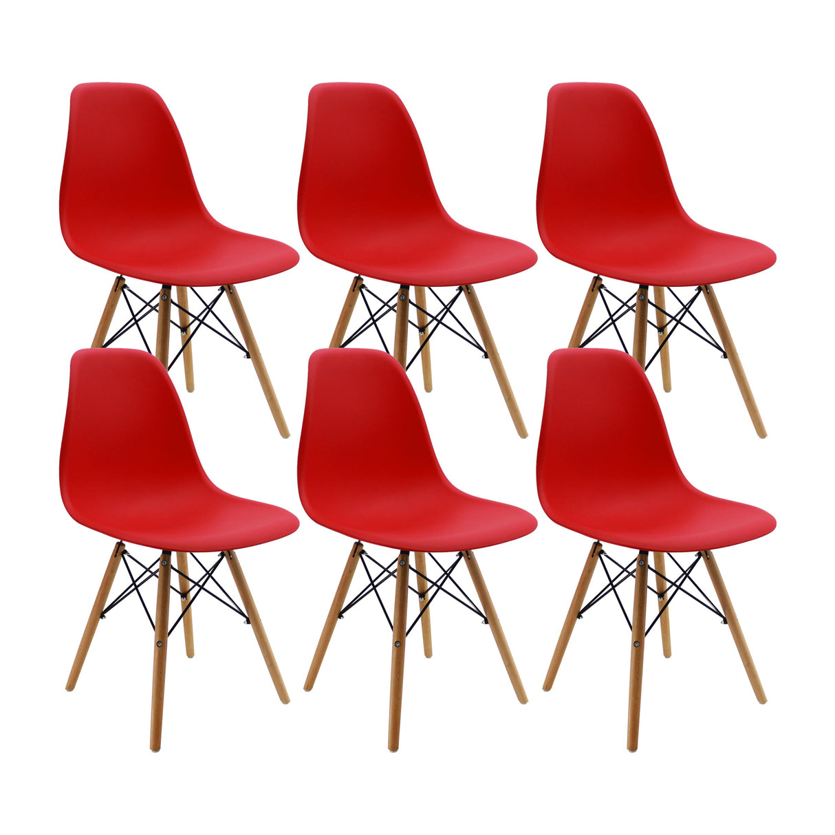 SET X 6 SILLAS DKR TIPO EAMES ROJAS BOXBIT