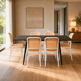 Comedor Nova con 6 Sillas Amis Blancas | Mesa Extensible y Sillas Tipo Ratán