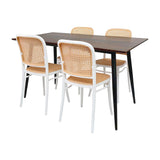 Comedor Nova con 4 Sillas Amis Blancas | Mesa Extensible y Sillas Tipo Ratán