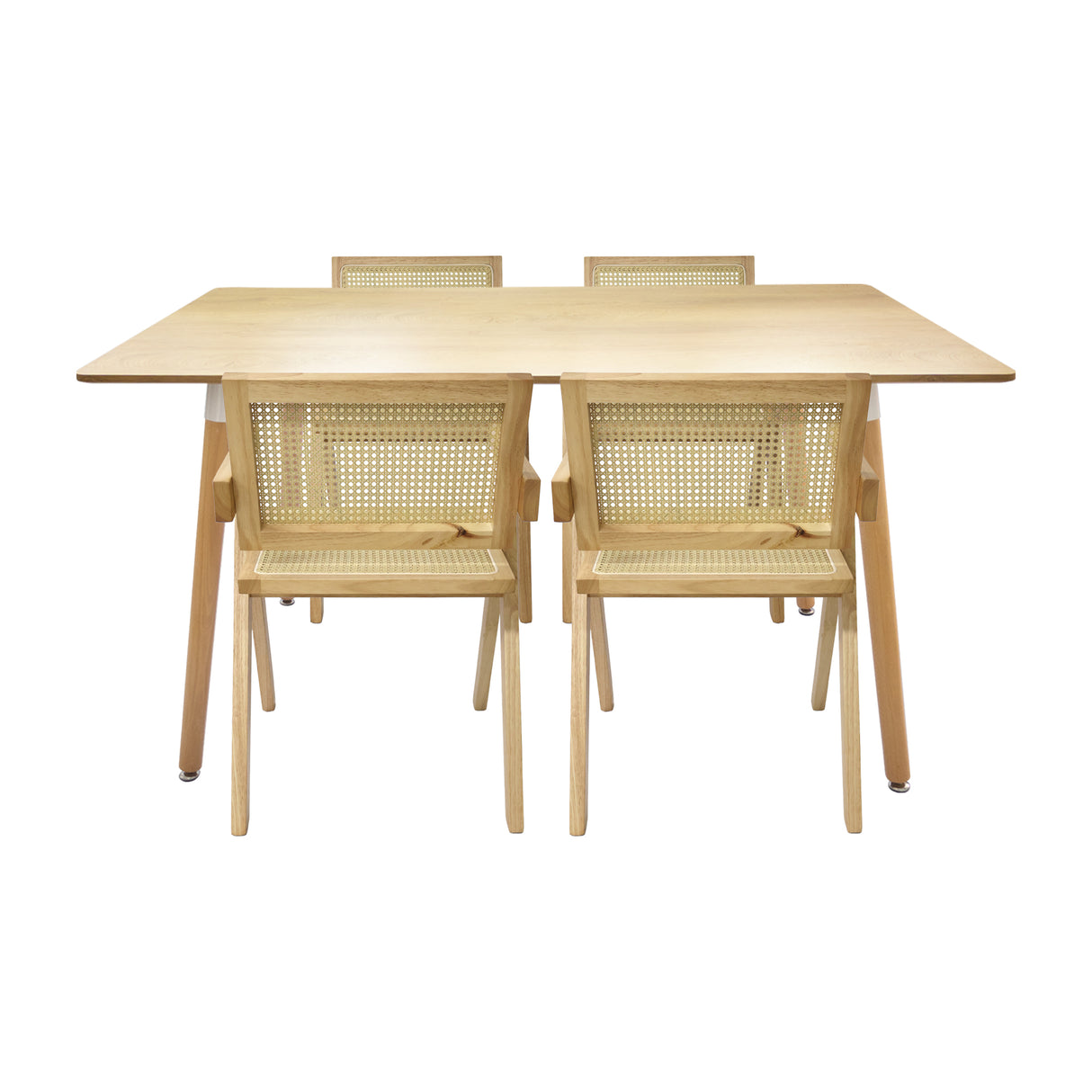 Comedor Bravus con 4 Sillas Buganvilia | Mesa de Madera y Sillas de Ratán