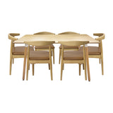 Comedor Bravus con 6 Sillas Amapola | Mesa de Madera y Sillas Tapizadas