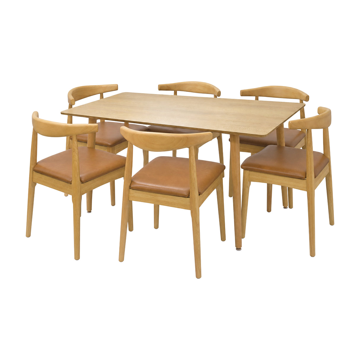 Comedor Bravus con 6 Sillas Amapola | Mesa de Madera y Sillas Tapizadas