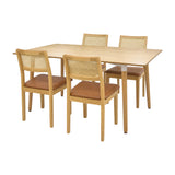 Comedor Bravus con 4 Sillas Dalia Caramelo | Mesa de Madera y Sillas con Respaldo en Ratán