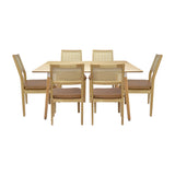 Comedor Bravus con 6 Sillas Dalia Caramelo | Mesa de Madera y Sillas con Respaldo en Ratán
