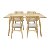 Comedor Bravus con 4 Sillas Lirio | Mesa de Madera y Sillas con Respaldo en Ratán