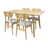 Comedor Bravus con 4 Sillas Lirio | Mesa de Madera y Sillas con Respaldo en Ratán