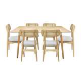 Comedor Bravus con 6 Sillas Lirio | Mesa de Madera y Sillas con Respaldo en Ratán