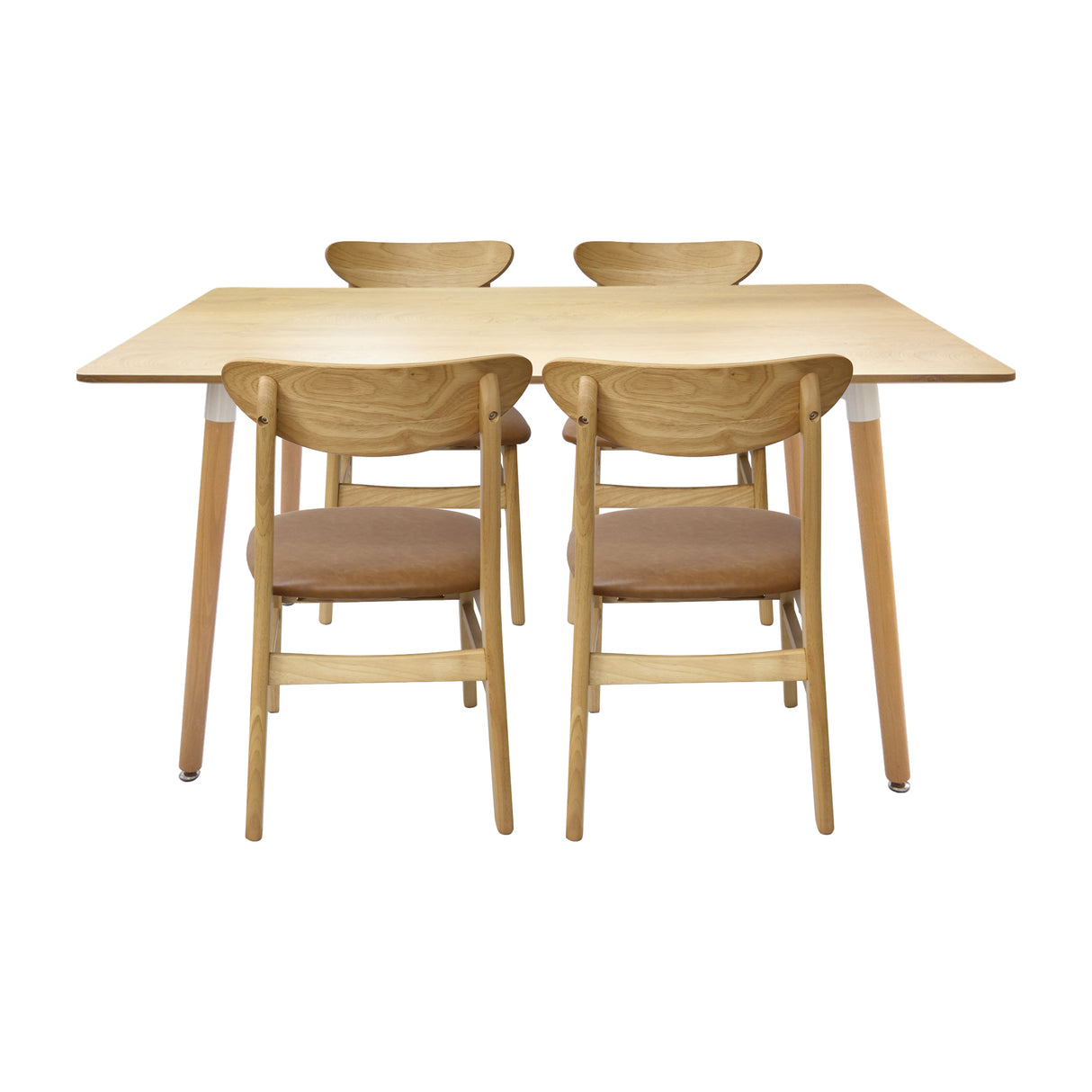 Comedor Bravus con 4 Sillas Orquídea | Mesa de Madera y Sillas con Asiento en Ecocuero