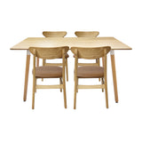 Comedor Bravus con 4 Sillas Orquídea | Mesa de Madera y Sillas con Asiento en Ecocuero