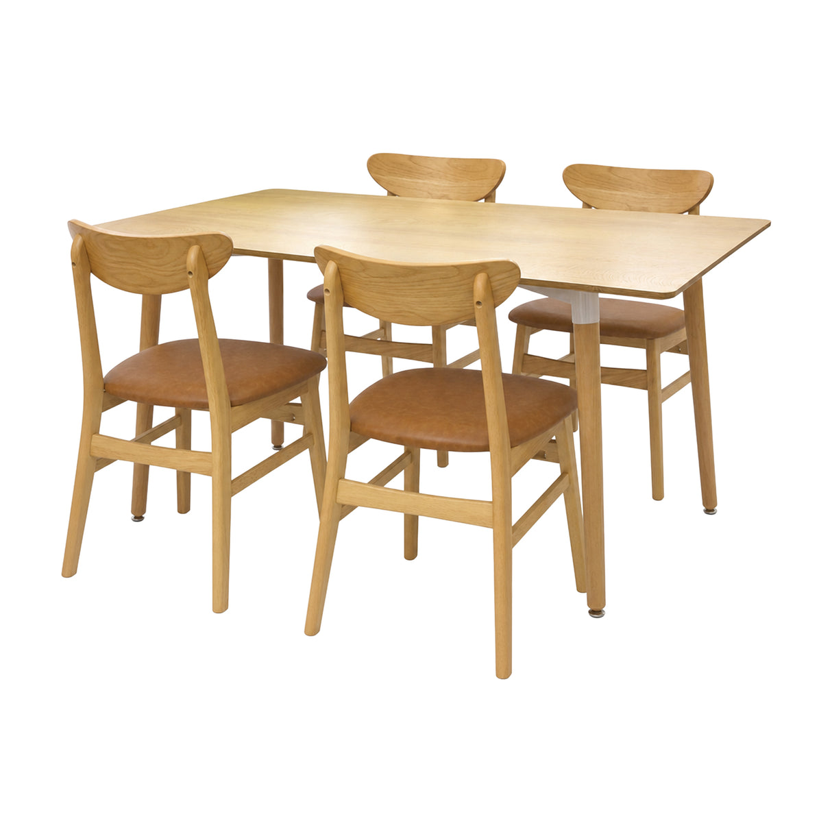 Comedor Bravus con 4 Sillas Orquídea | Mesa de Madera y Sillas con Asiento en Ecocuero