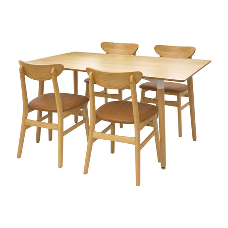 Comedor Bravus con 4 Sillas Orquídea | Mesa de Madera y Sillas con Asiento en Ecocuero