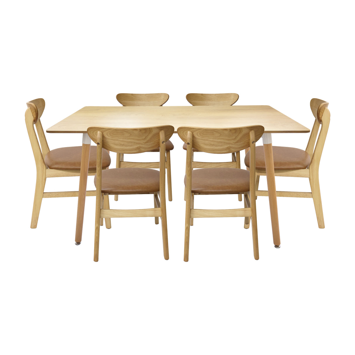 Comedor Bravus con 6 Sillas Orquídea | Mesa de Madera y Sillas con Asiento en Ecocuero