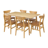 Comedor Bravus con 6 Sillas Orquídea | Mesa de Madera y Sillas con Asiento en Ecocuero
