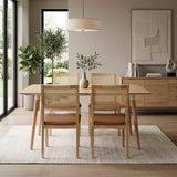 Comedor Bravus con 4 Sillas Dalia Caramelo | Mesa de Madera y Sillas con Respaldo en Ratán