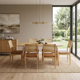 Comedor Bravus con 6 Sillas Dalia Caramelo | Mesa de Madera y Sillas con Respaldo en Ratán