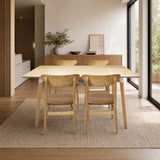 Comedor Bravus con 4 Sillas Orquídea | Mesa de Madera y Sillas con Asiento en Ecocuero