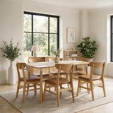 Comedor Bravus con 6 Sillas Orquídea | Mesa de Madera y Sillas con Asiento en Ecocuero