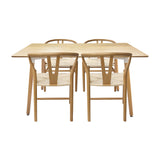 Comedor Bravus con 4 Sillas Loto | Mesa de Madera y Sillas con Asiento Tejido