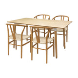 Comedor Bravus con 4 Sillas Loto | Mesa de Madera y Sillas con Asiento Tejido