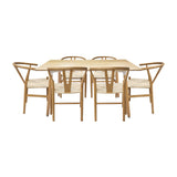 Comedor Bravus con 6 Sillas  Loto | Mesa de Madera y Sillas con Asiento Tejido