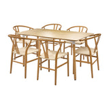 Comedor Bravus con 6 Sillas  Loto | Mesa de Madera y Sillas con Asiento Tejido