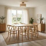 Comedor Bravus con 6 Sillas  Loto | Mesa de Madera y Sillas con Asiento Tejido