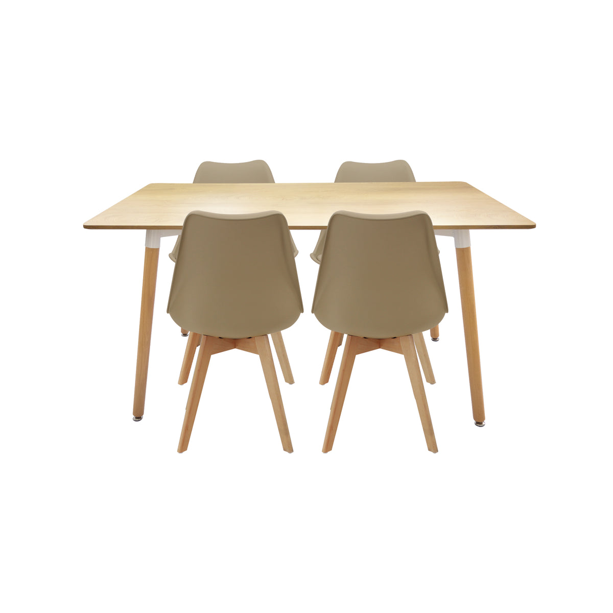 Comedor rectangular Bravus más 4 sillas Joly beige