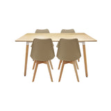 Comedor rectangular Bravus más 4 sillas Joly beige