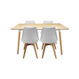 Comedor rectangular Bravus más 4 sillas Joly blancas