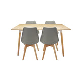 Comedor rectangular Bravus más 4 sillas Joly grises