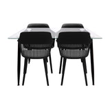 Comedor Rectangular Tapa Vidrio más 4 Sillas Mena Negras
