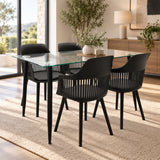 Comedor Rectangular Tapa Vidrio más 4 Sillas Mena Negras