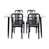 Comedor Rectangular Tapa Vidrio más 4 Sillas Munich Negras