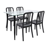 Comedor Rectangular Tapa Vidrio más 4 Sillas Munich Negras