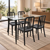 Comedor Rectangular Tapa Vidrio más 4 Sillas Munich Negras