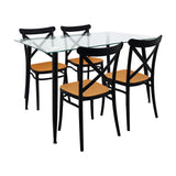 Comedor Rectangular Tapa Vidrio más 4 Sillas Plats Negras