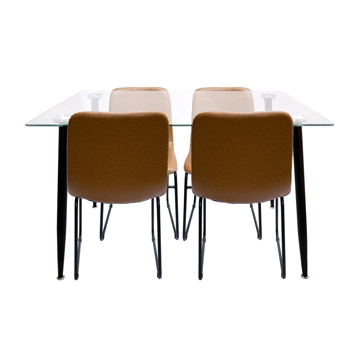 Comedor Rectangular Tapa Vidrio más 4 Sillas Verner Caramelo