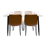 Comedor Rectangular Tapa Vidrio más 4 Sillas Verner Caramelo