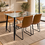 Comedor Rectangular Tapa Vidrio más 4 Sillas Verner Caramelo