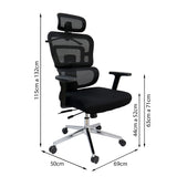 Silla de oficina Nagoya alta negra con respaldo en malla