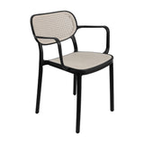 Set X4 Silla Art Nattura CB – Silla de Brazos con Asiento y Respaldo Estilo Ratan Negra