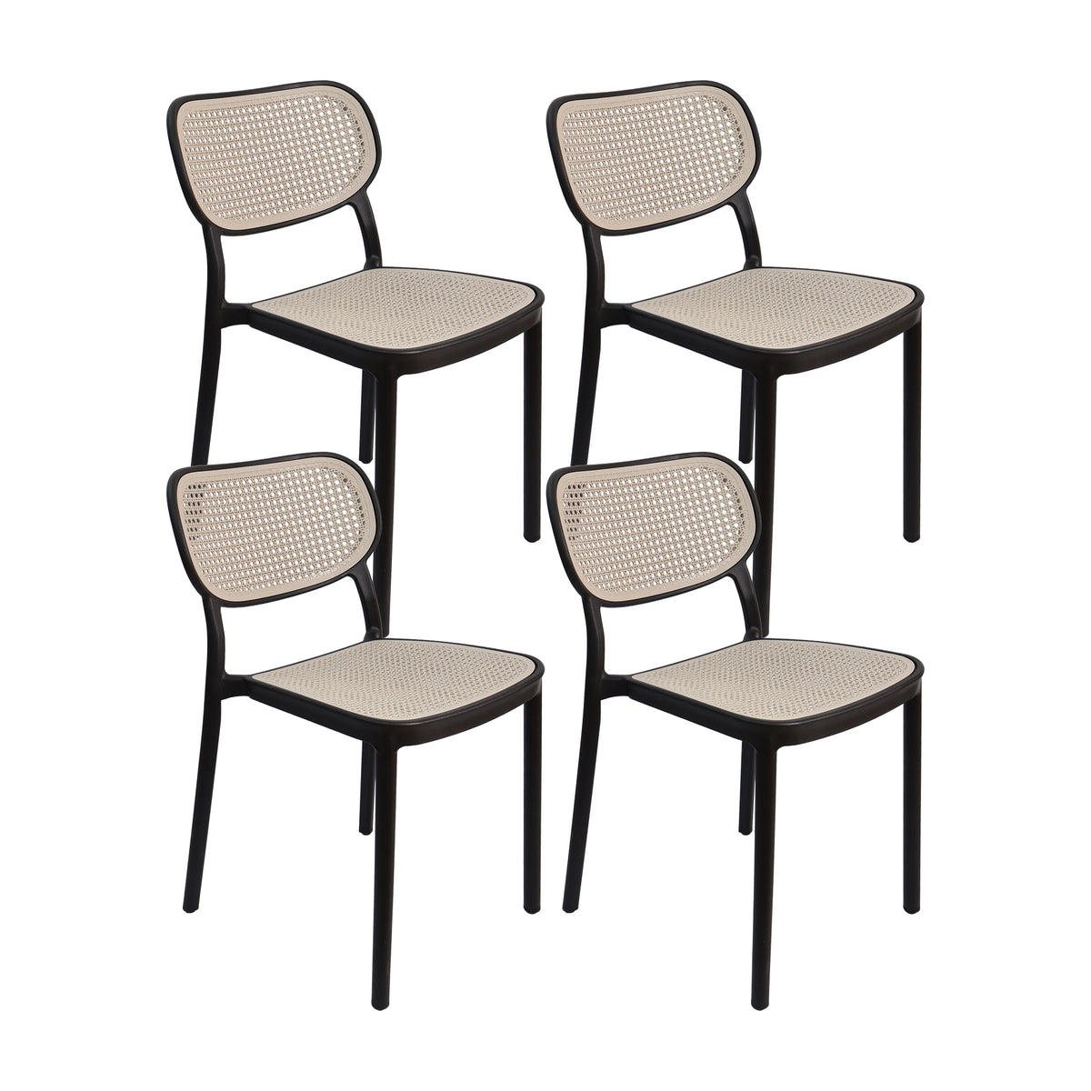 Set X4 Silla Art Nattura Sb - Silla con Asiento y Respaldo en Rejilla Negra