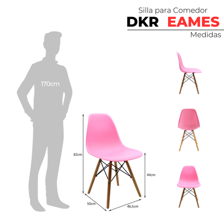 Set x 4 Sillas DKR Tipo EAMES Rosadas Boxbit