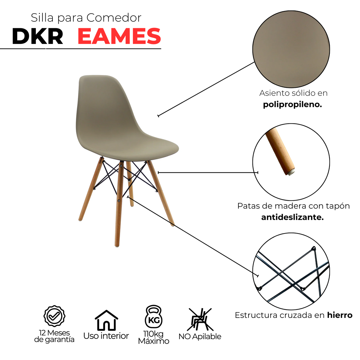 SET X 4 SILLAS DKR TIPO EAMES BEIGE BOXBIT