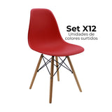 SET X 12 SILLAS DKR TIPO EAMES ROJO SURTIDO BOXBIT