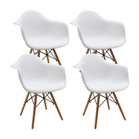 Set x 4 Sillas DKR con Brazos Blancas BOXBIT