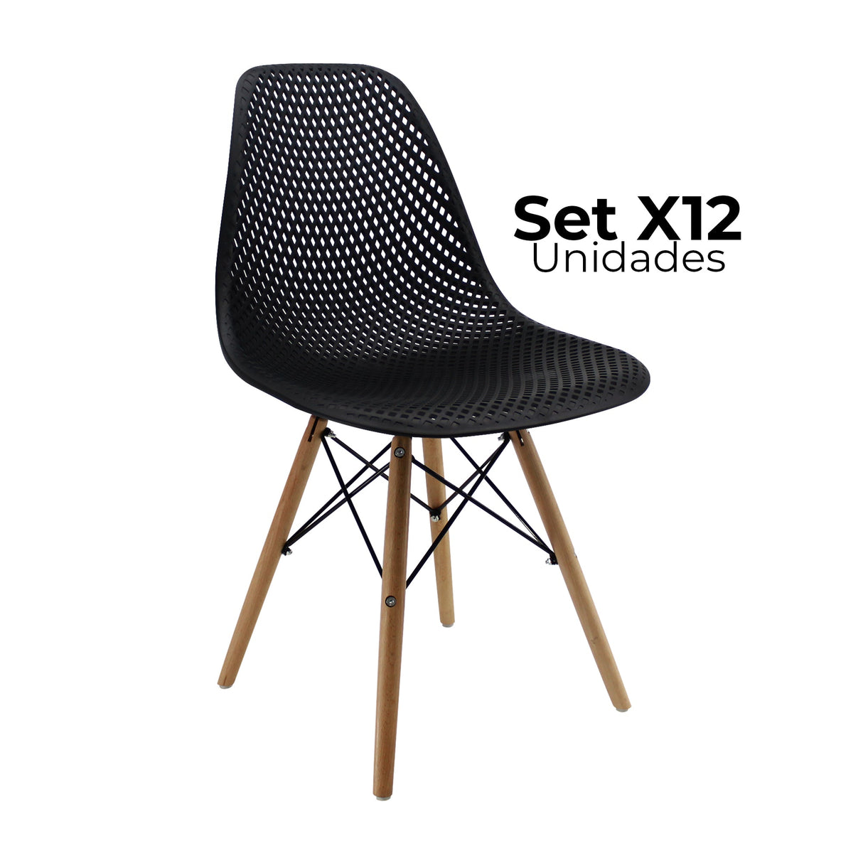 SET X 12 SILLAS COLMEIA NEGRAS BOXBIT