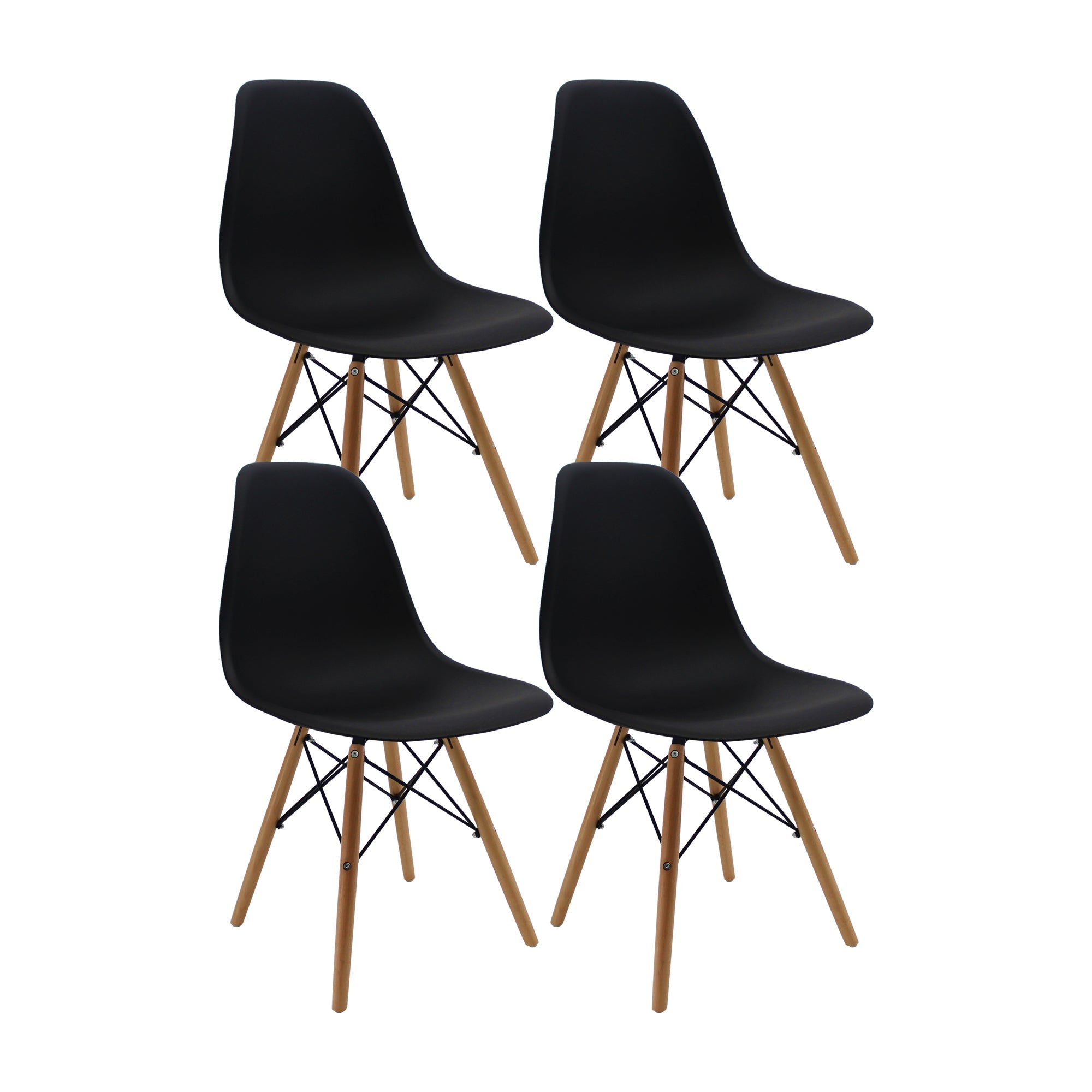 SET X 4 SILLAS DKR TIPO EAMES NEGRAS BOXBIT