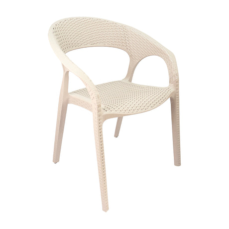 Set x4 Sillas Exterior Ratán Curve Beige vista lateral — Boxbit